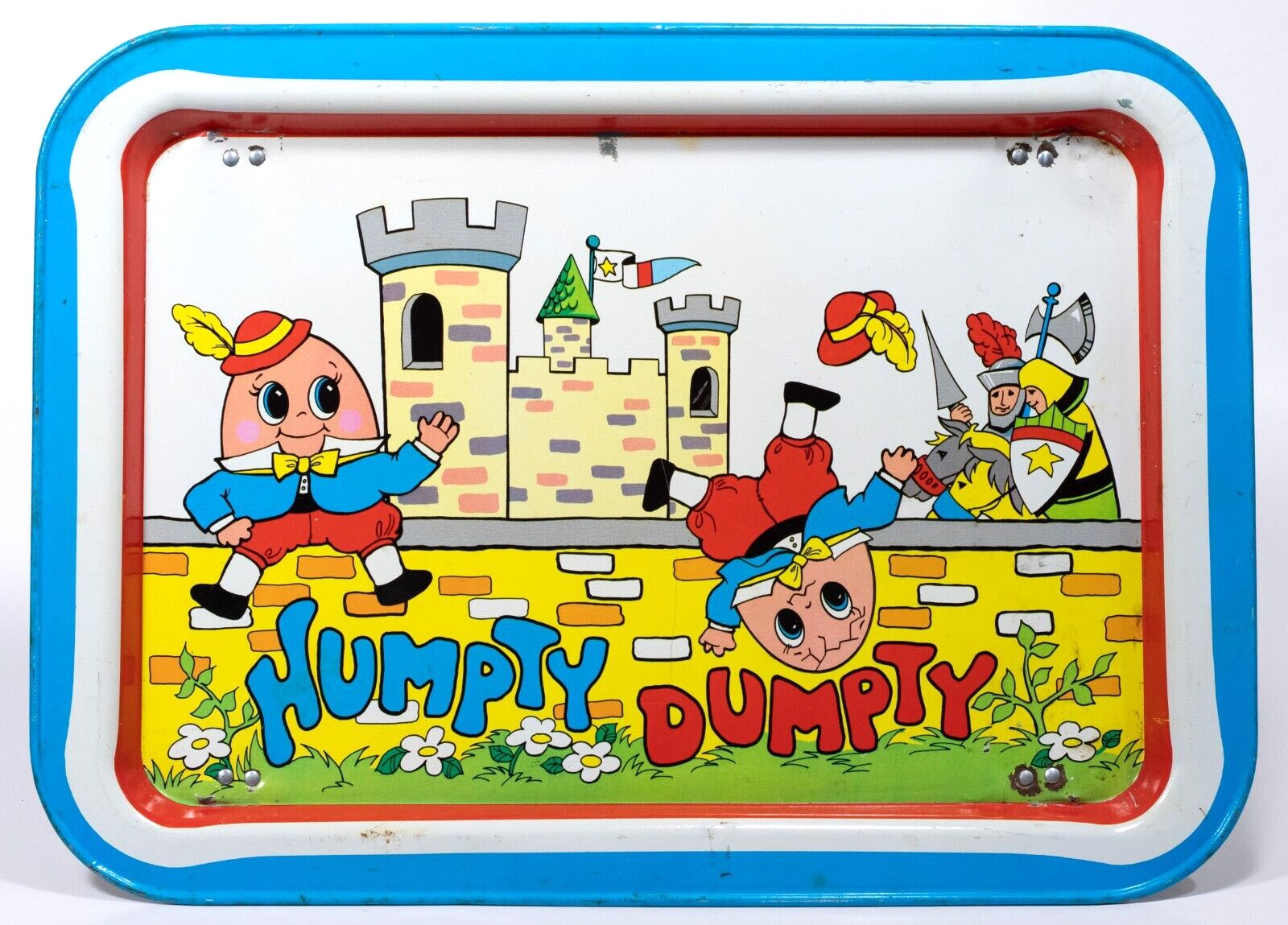 1960s Vintage Humpty Dumpty Kids Child Lap TV Dinner Tray w/Legs Nursery Rhymes