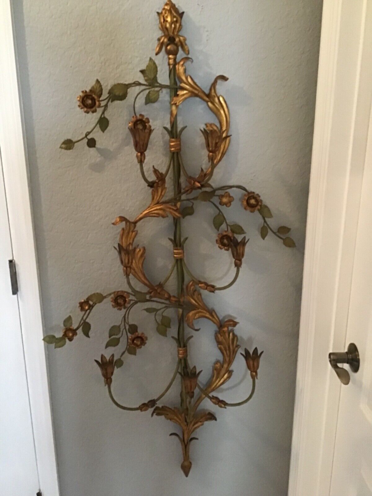 Palladio 7 candle wall sconce vines flowers gilt/green- 49\