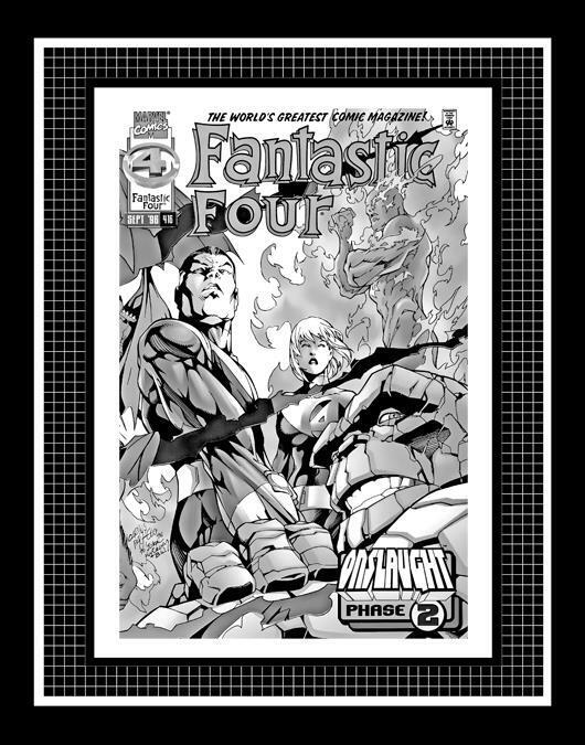 Carlos Pacheco Fantastic Four #416 Rare Production Art Cover Monotone