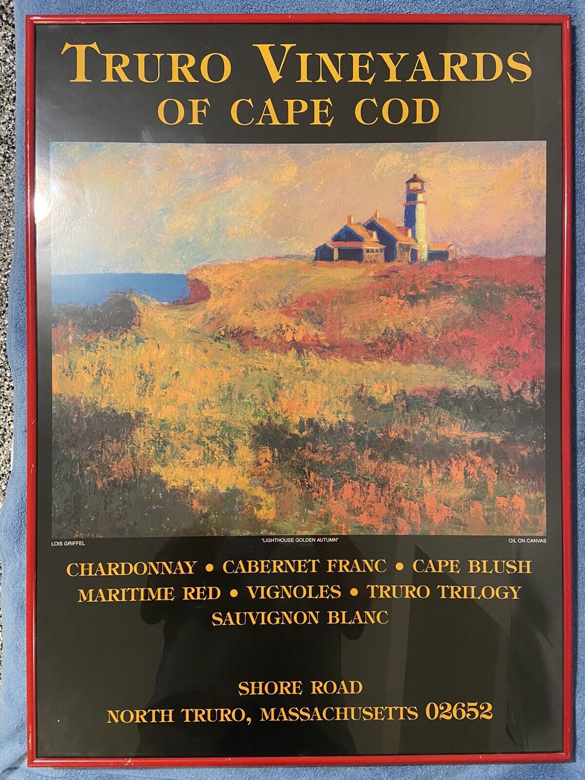 Truro Vineyards Of Cape Code Massachusetts advertising sign Vintage Print Framed