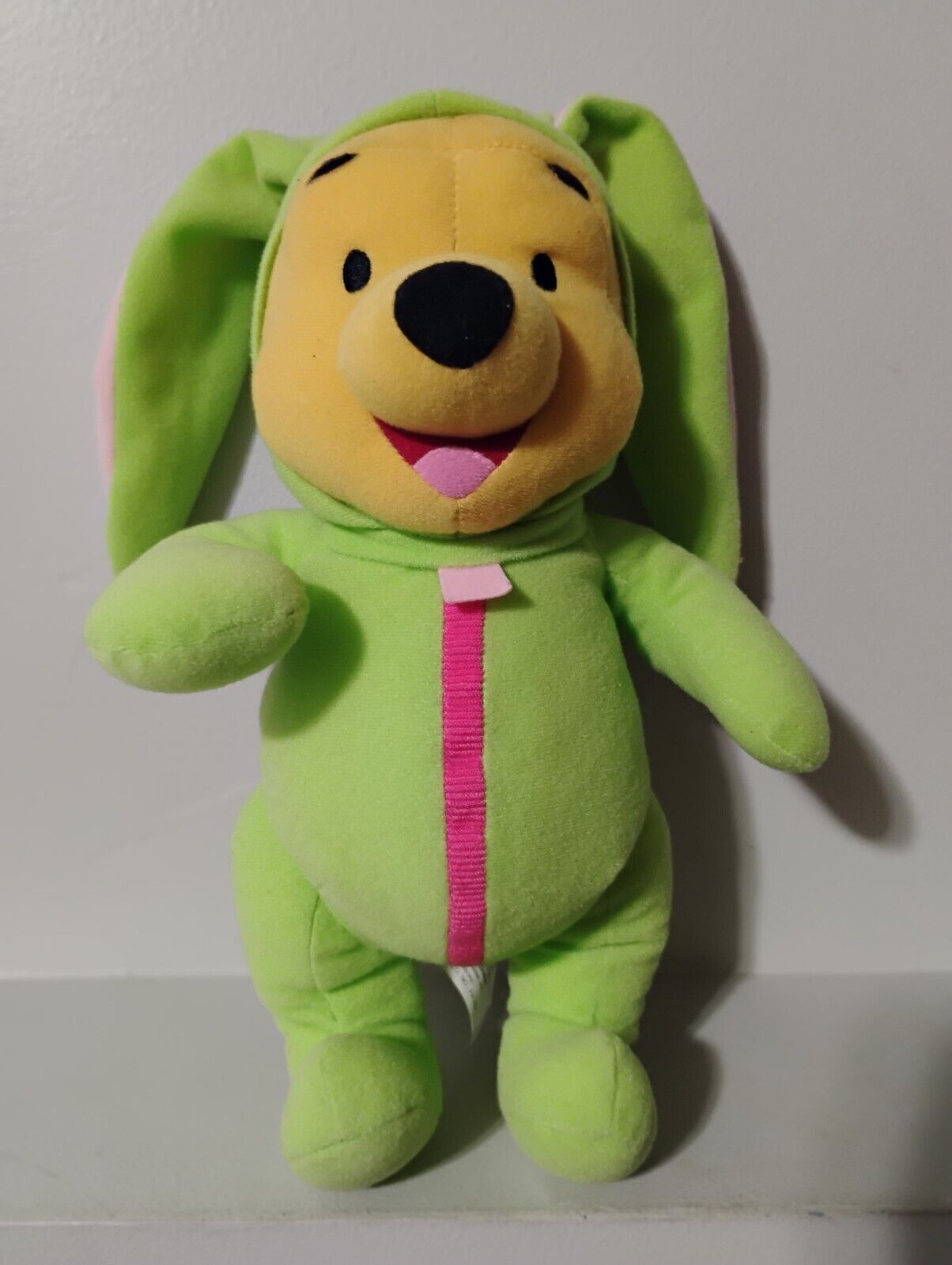 Vintage 2001 Disney Winnie The Pooh Green Easter Bunny Soft Plush
