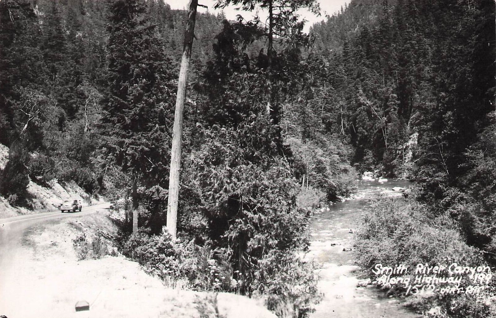 RPPC Smith River Canyon Along Highway 199 near Crescent City California c1940\'s