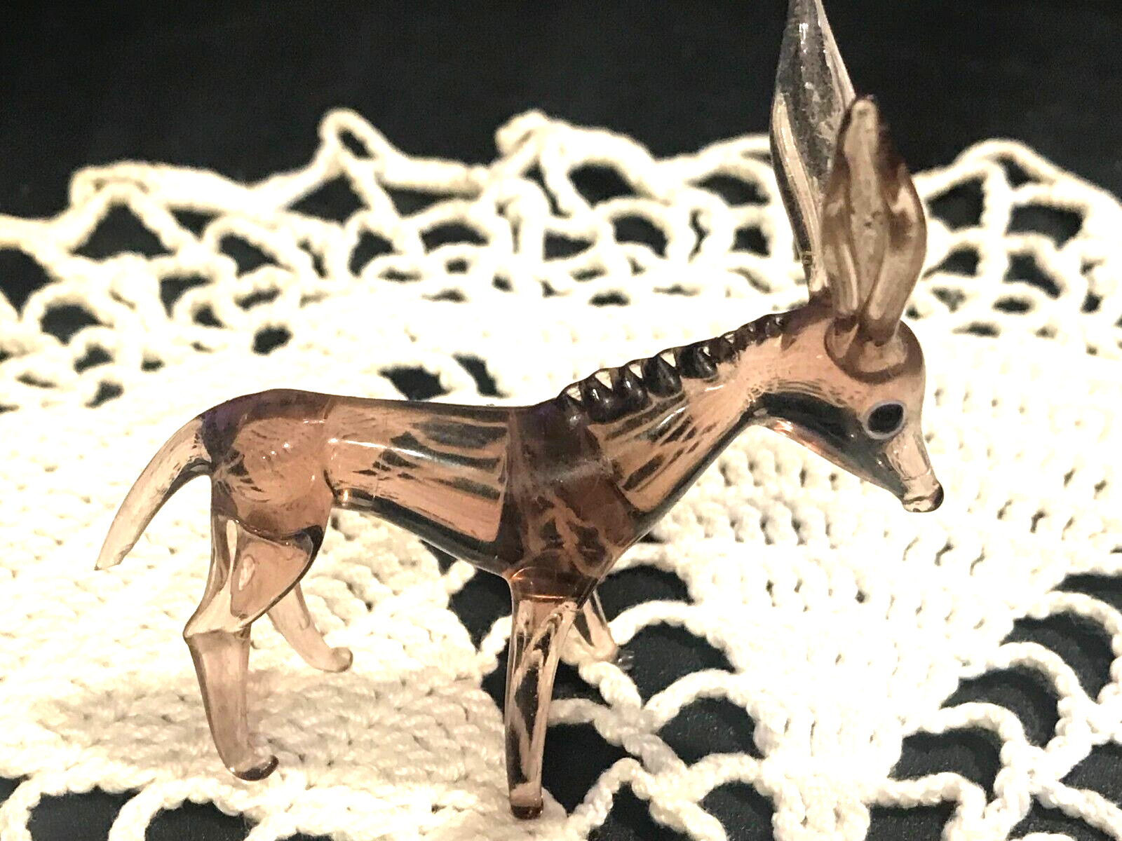 Unusual Vintage Blown Glass  Miniature Donkey Big Ears so cute