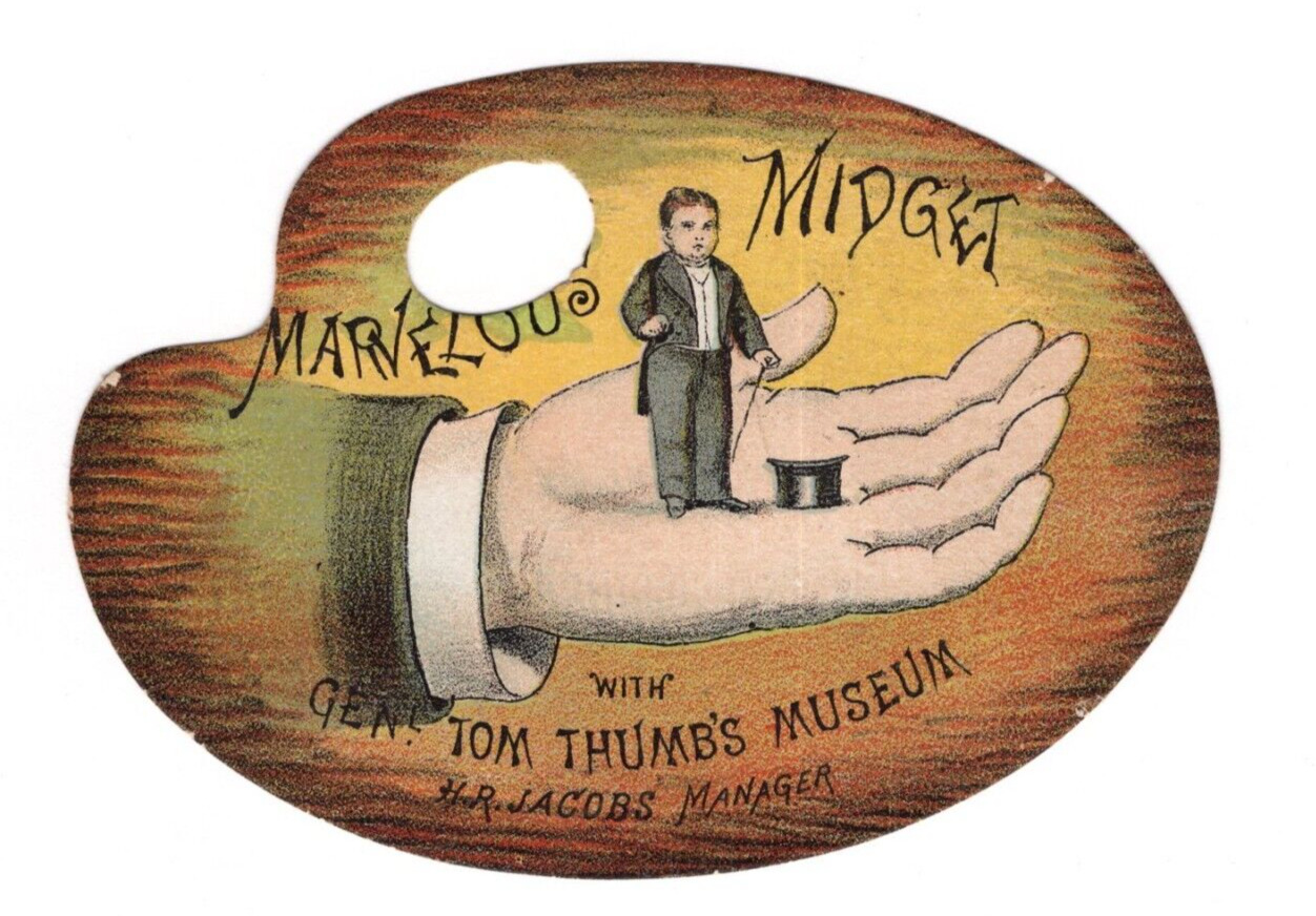 1880s Victorian Trade Card Tom Thumb Midget Theater Mechanic Hall  ~11713