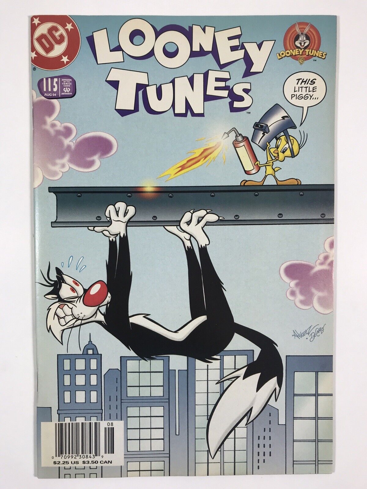Looney Tunes #115 (DC comics 2004) 3 Wacky Packages stickers incl- Newsstand VF-