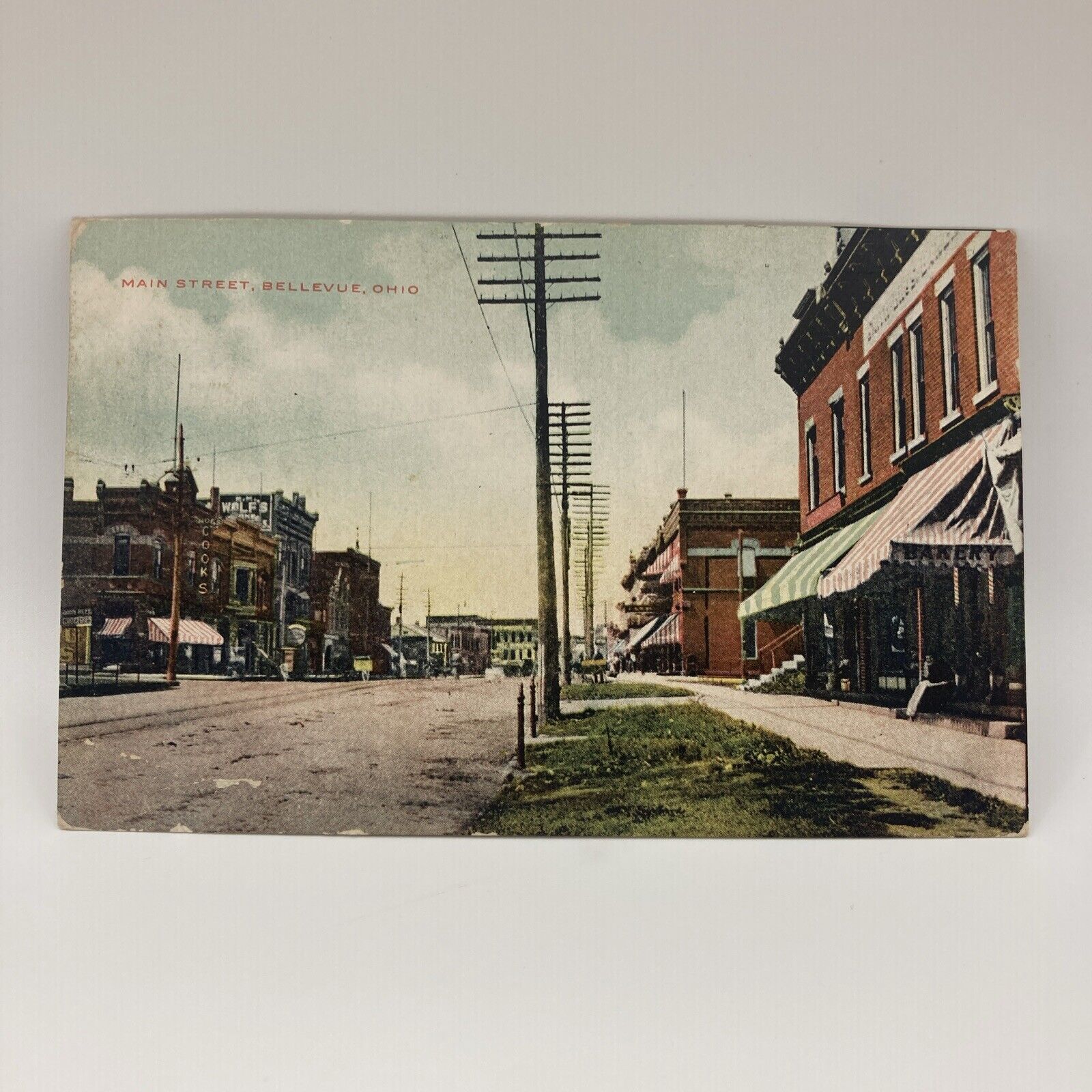 Vintage Postcard Main Street, Bellevue Ohio, Street View