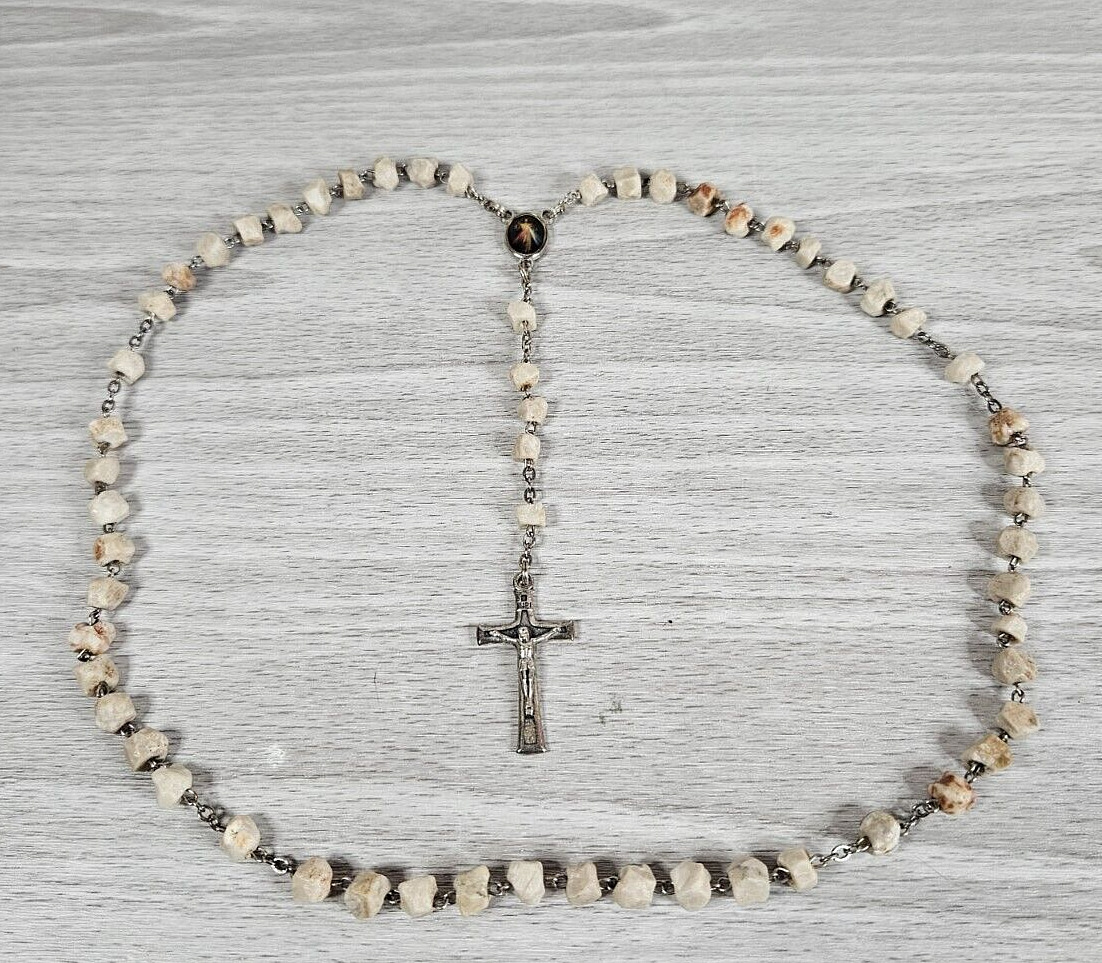 Medugorje Holy Terra Stone Beaded Silver Toned Catholic Rosary