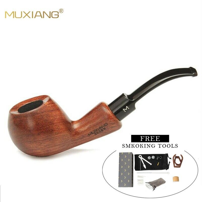 Rosewood Tobacco Pipe 9mm Carbon Filter Bent Stem Mouthpiece Wood Smoking Pipe 