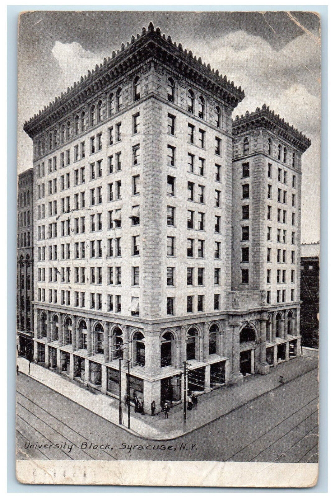 1908 University Block Syracuse New York NY Grandville MI Posted Postcard