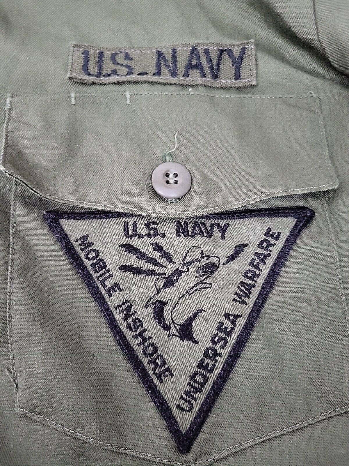 Vtg Named 80s Military Shirt OG USN MUW Mine Underwater Warfare 1982 15.5x33