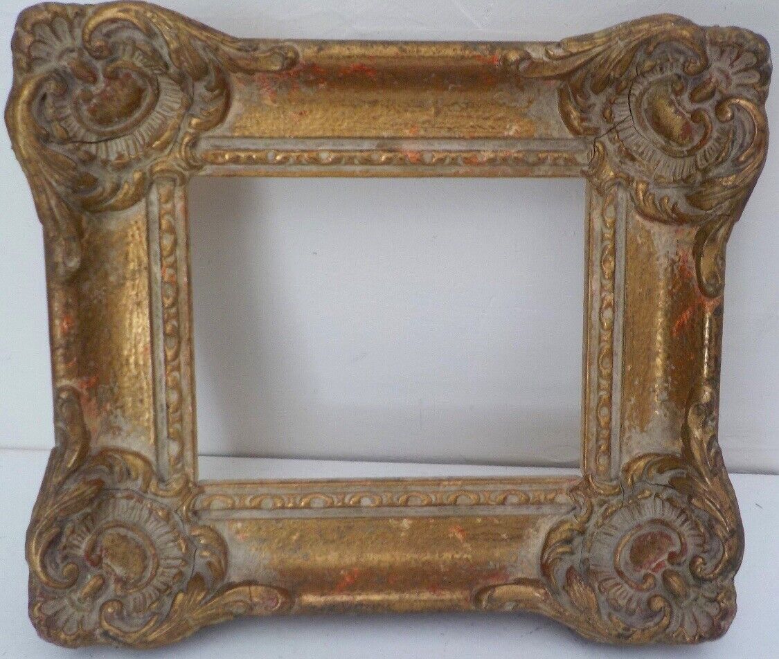 Vintage Miniature Petite, French Style Louis IV, Wood & Compo Gesso Gold Frame