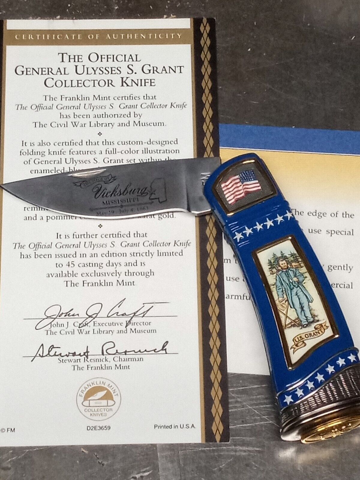 Franklin Mint The Offical General Ulysses S. Grant Commemorative Knife w/pouch