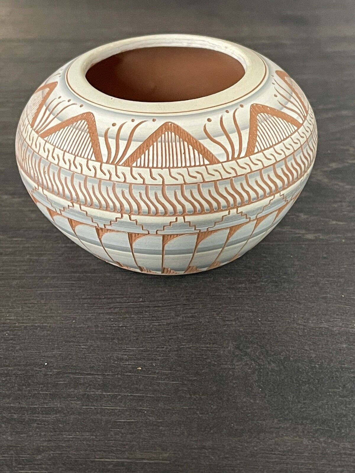 Navajo pottery 4”x2.5” red clay by E. Whitegoat Everson Whitegoat