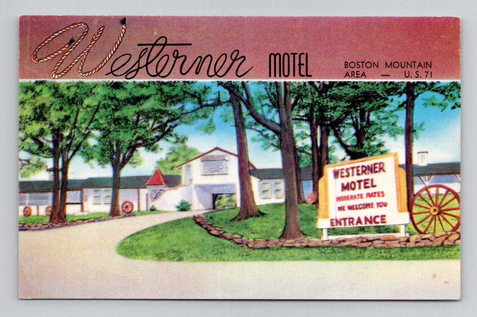 Postcard Westerner Motel Winslow Arkansas, Vintage Chrome c14