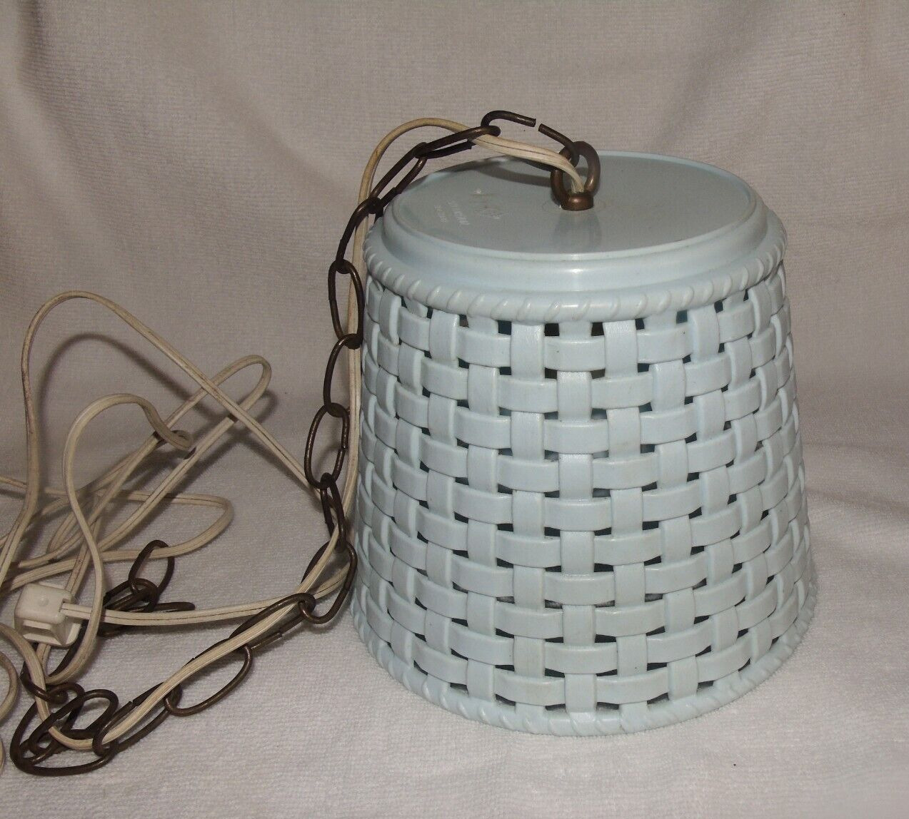 Vintage Gensini Swag Lamp Basket Weave Thick Plastic Blue Italy