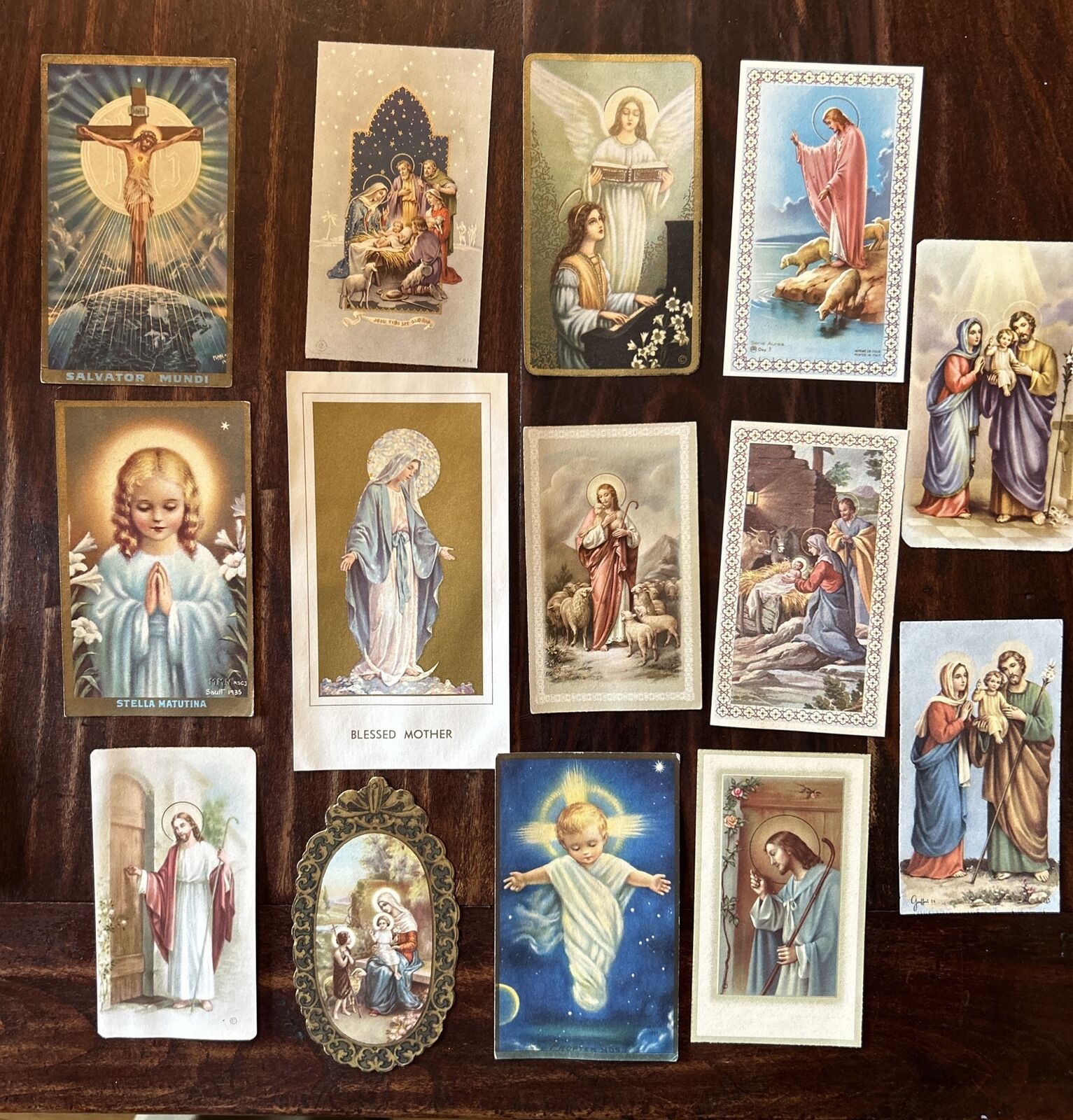 Lot Of 14 Vintage Estate Catholic Holy Cards; 1930s-1960s