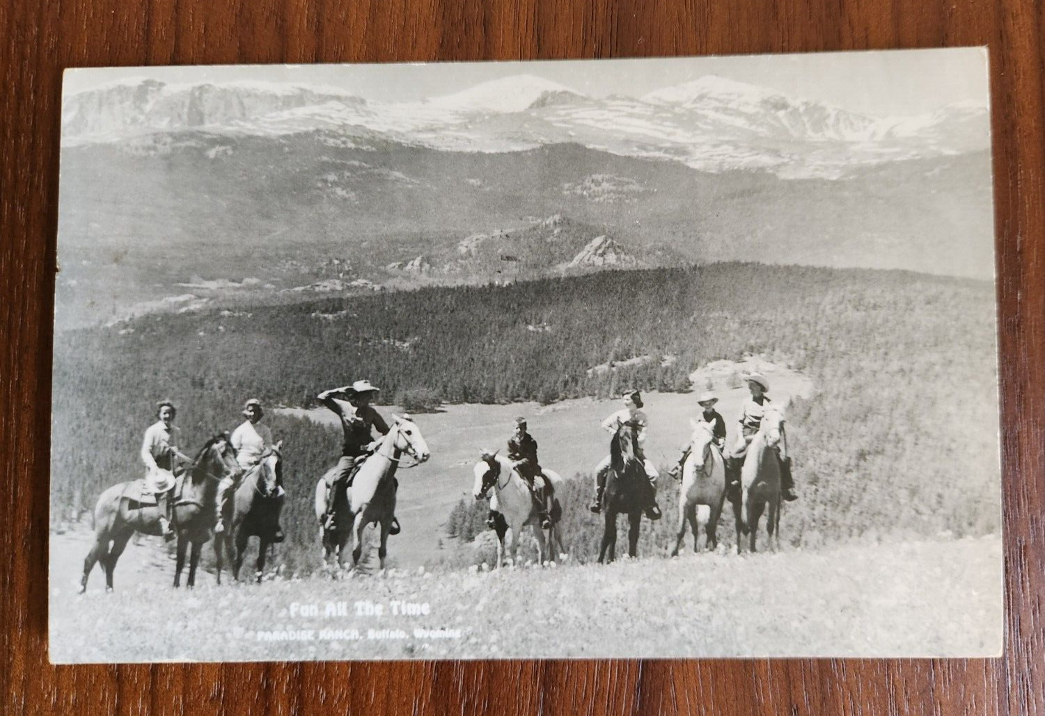 RPPC Real Photo Postcard PARADISE DUDE RANCH Buffalo Wyoming Horseback Riding