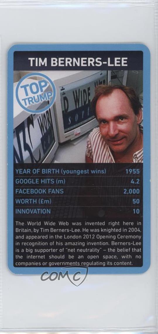 2012 Top Trumps Digital Heroes Tim Berners-Lee 10cu