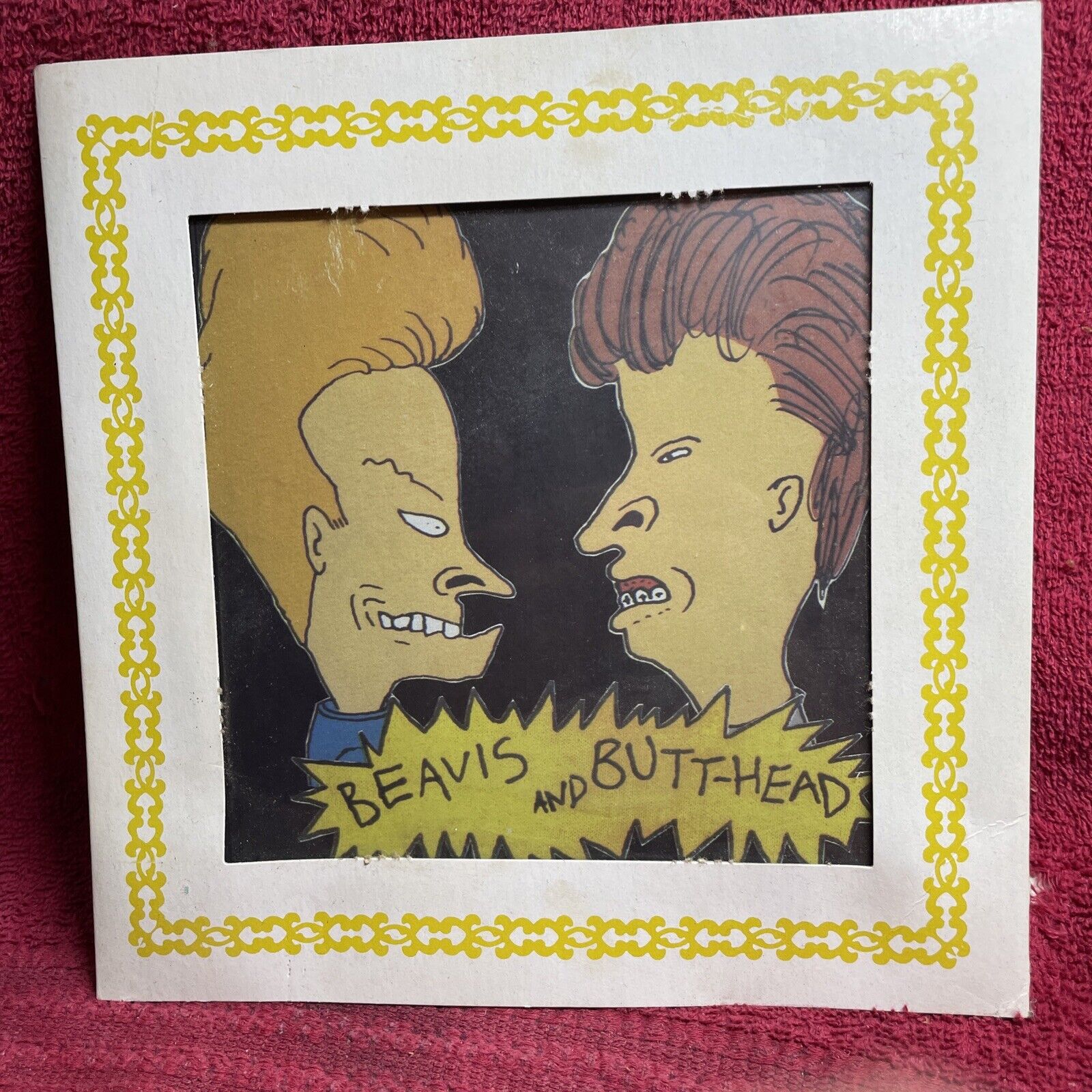 Vintage 1990's MTV Beavis And Butthead Carnival Fair Prize Glass Wall Hanger