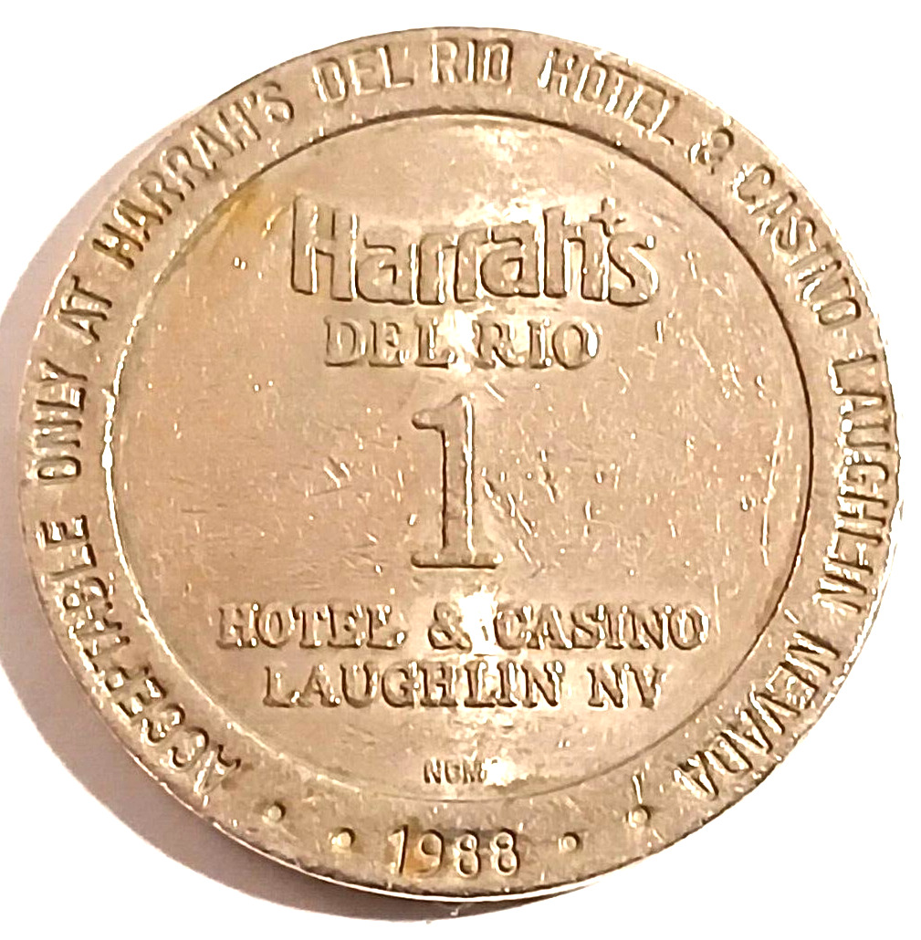 1988 Harrah\'s Del Rio Casino $1.00 Gaming Token Laughlin Nevada Slot Machine