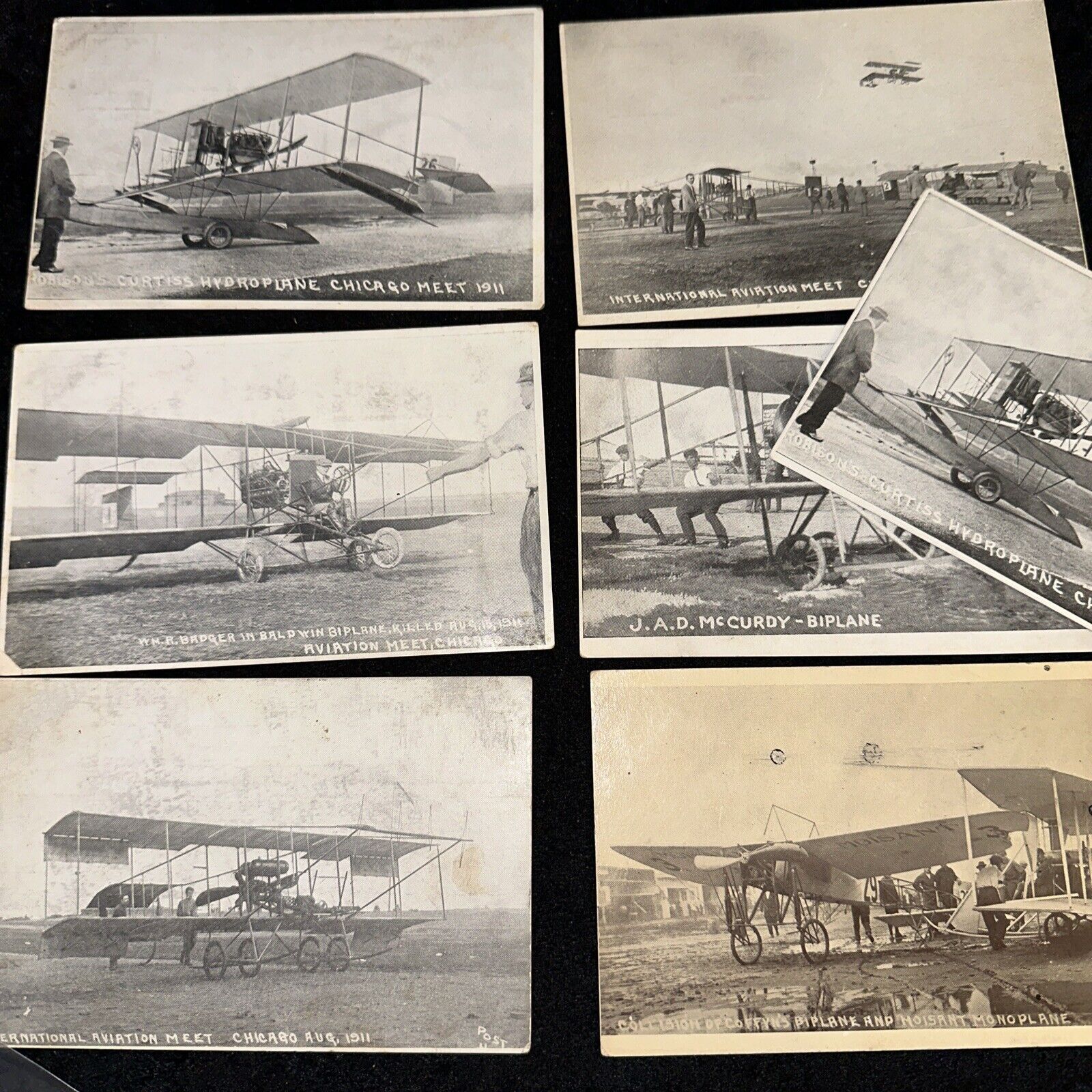 Vintage RPPC Postcard Lot Chicago International Aviation 1911 Chicago Biplane