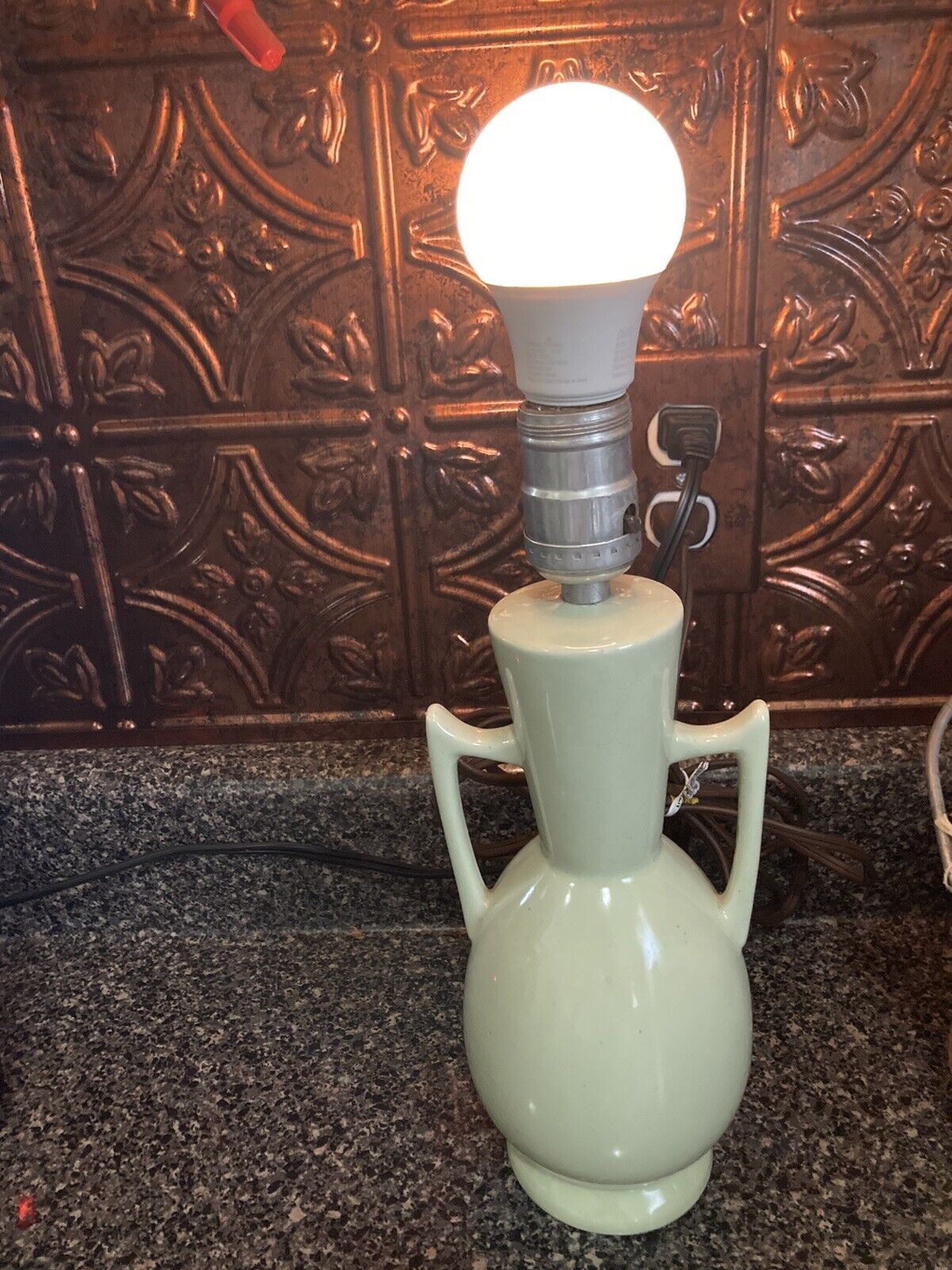 Vtg Mid Century? Table Lamp Light Sage Color Works