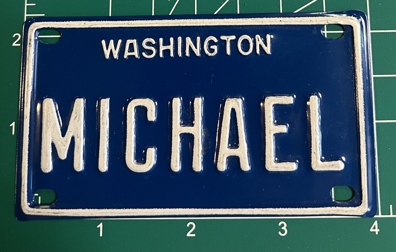 “MICHAEL” Washington State New Old Stock 1970s,  Metal  Mini License Plate