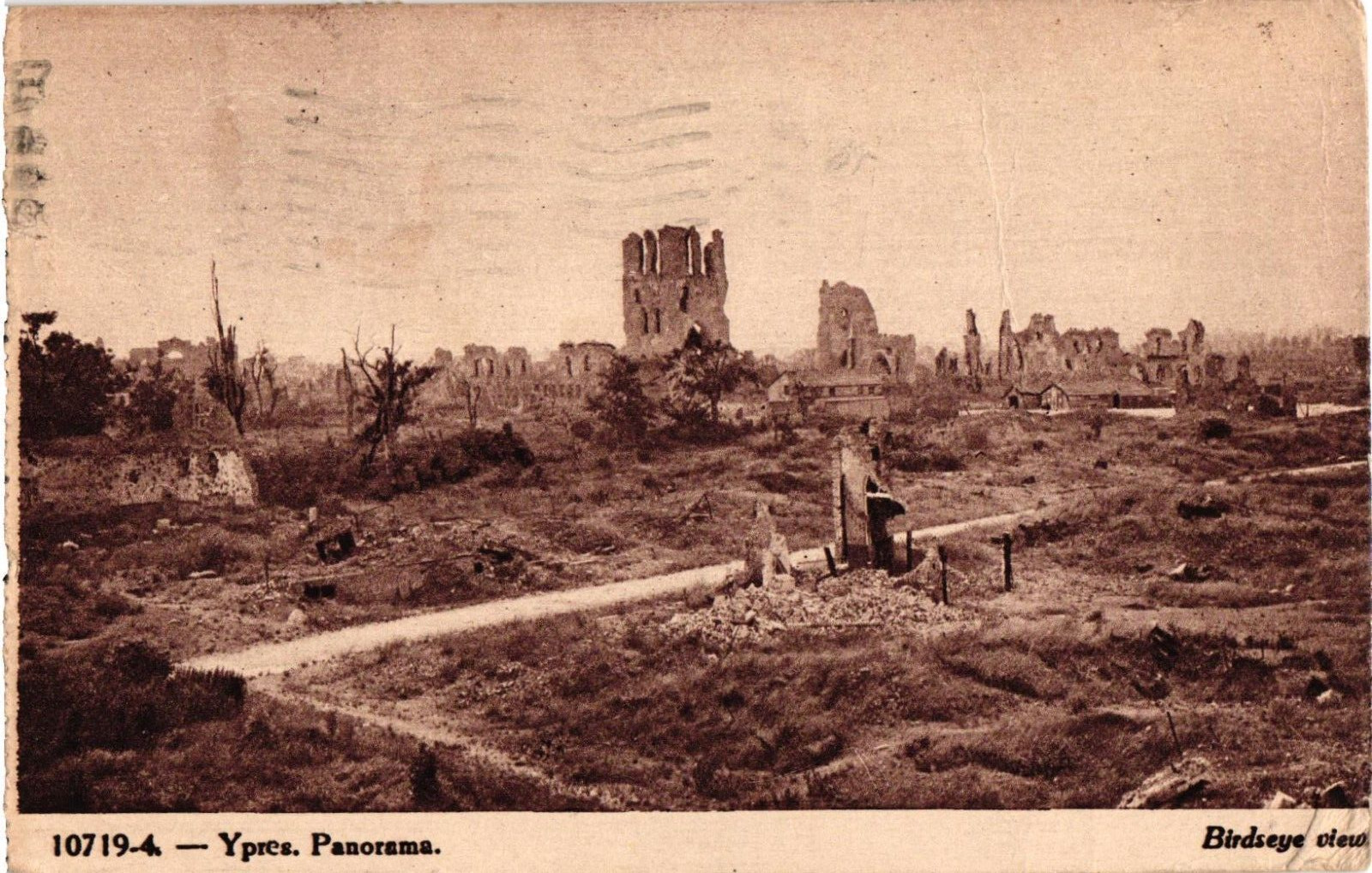 Antique Postcard Ypers Flanders Belgium WW1 Battlefield Ruins Posted 1921