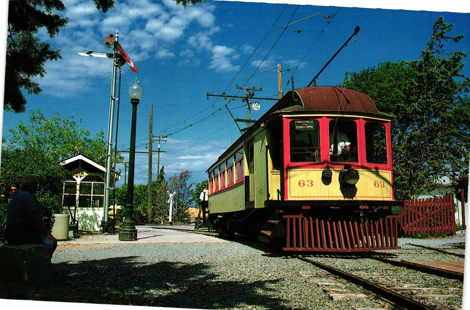 Vintage Postcard 4x6- Petaluma & Santa Rosa Railway wood interurban #63