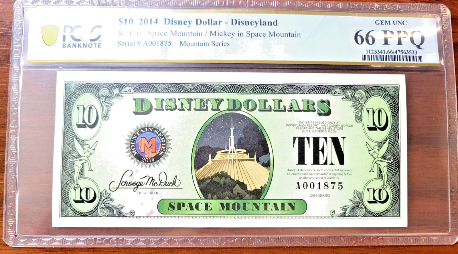 2014 D $10 SPACE MOUNTAIN DISNEY DOLLAR