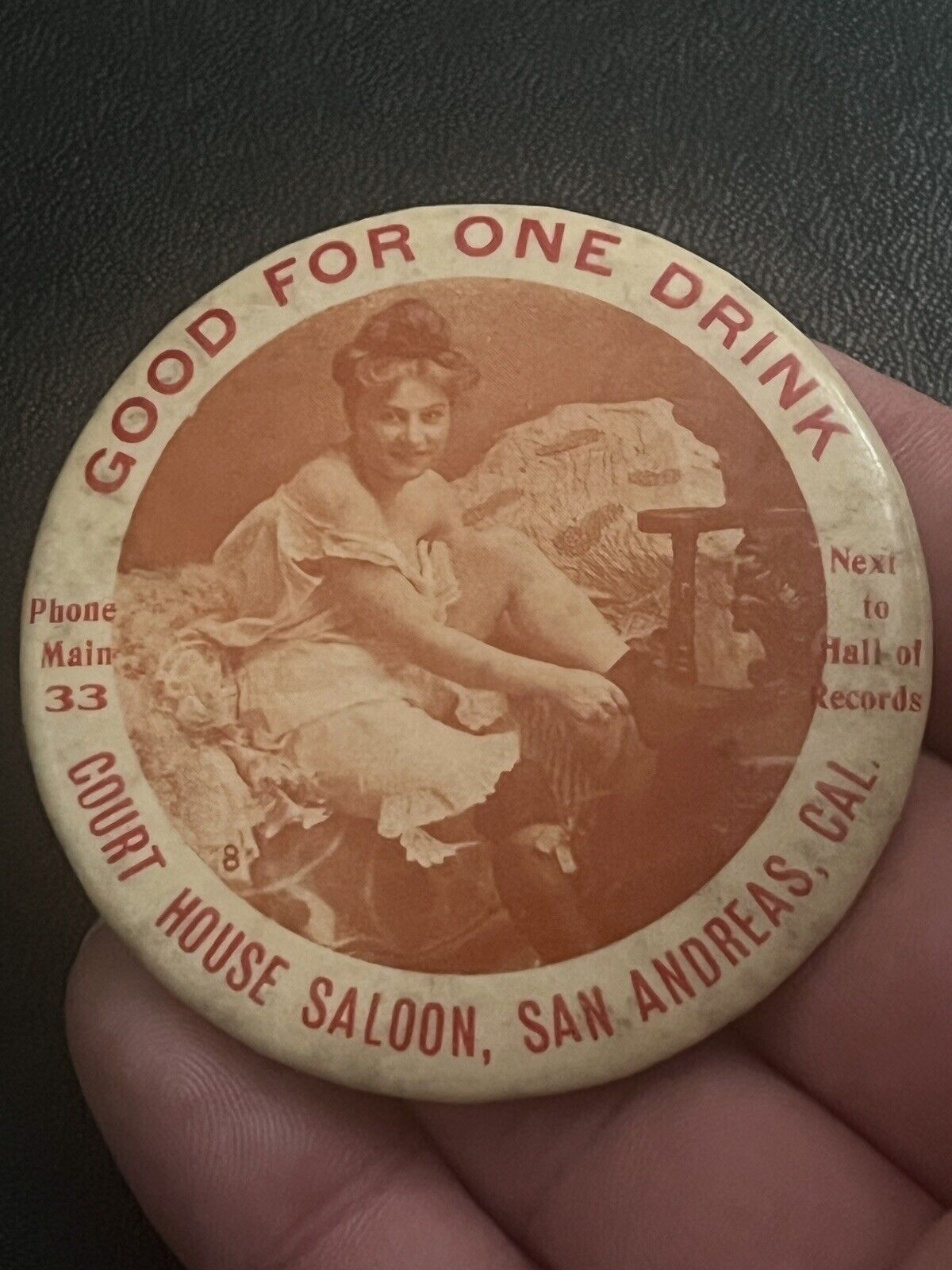 Old SAN ANDREAS California SEDUCTIVE WOMAN Good For Mirror COURT HOUSE SALOON #8