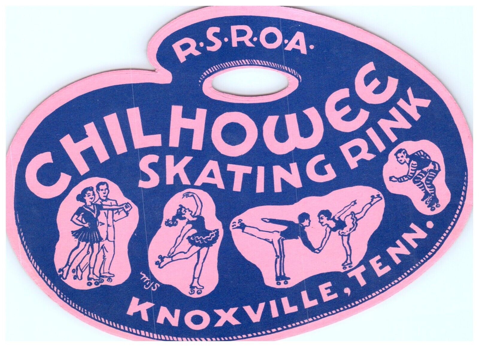 Rare MJS Signed 1940s Roller Skating Rink Sticker Chilhowee Knoxville TN s20