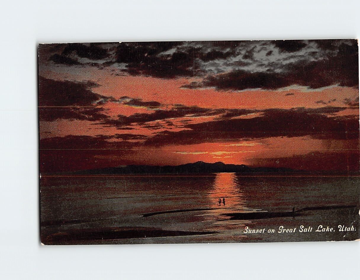 Postcard Sunset Great Salt Lake Utah USA North America