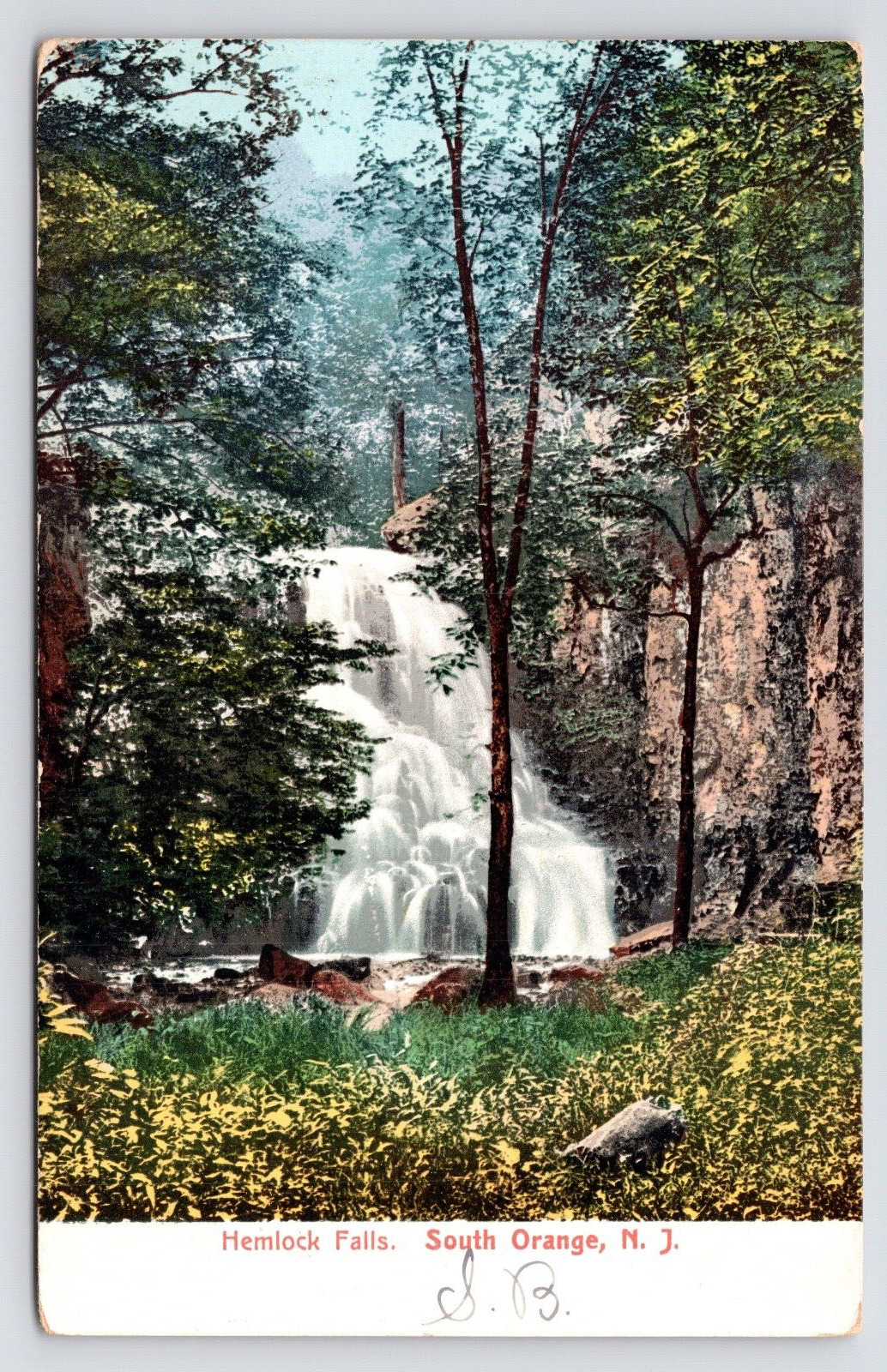 c1905~South Orange NJ~Hemlock Falls~South Mountain Reservation~Antique Postcard