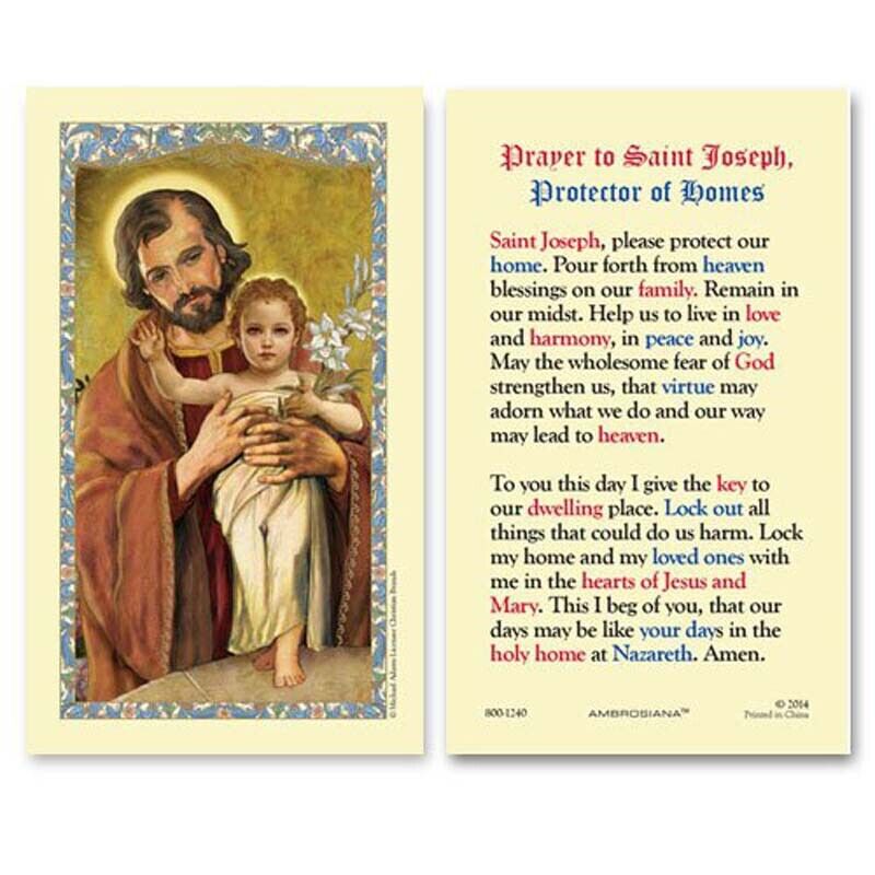 Prayer to Saint Joseph Protector of Homes - Laminated Holy Card 800-1240