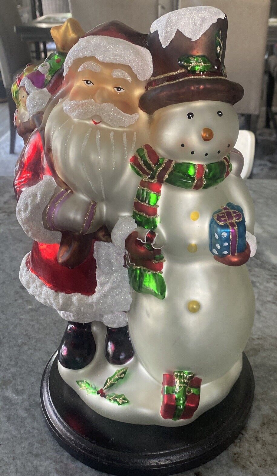 Thomas Pacconi Classics Christmas Hand Blown Glass Santa Snowman Table Decor 14”