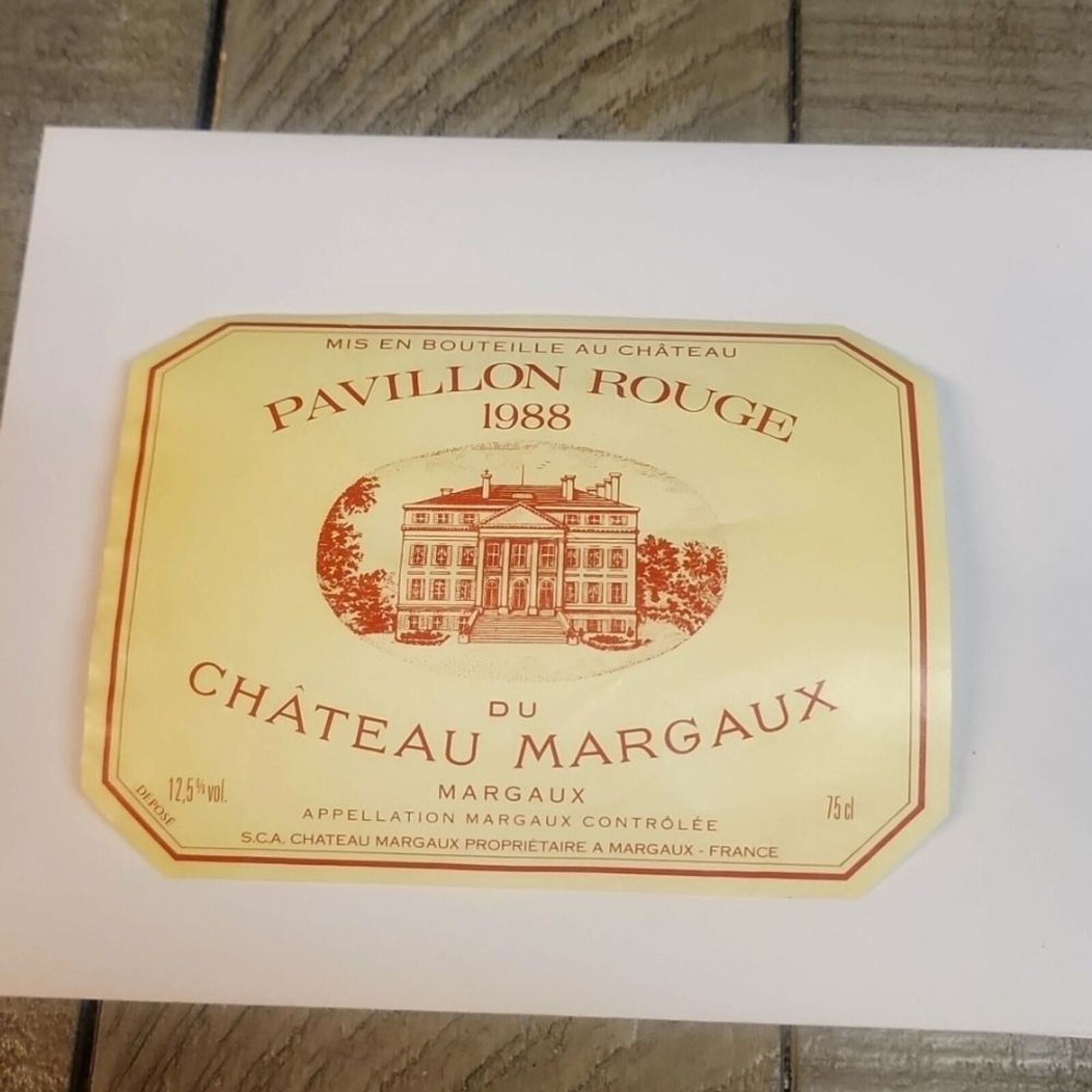 Original WINE LABEL from Chateau Margaux PAVILLON ROUGE 1988