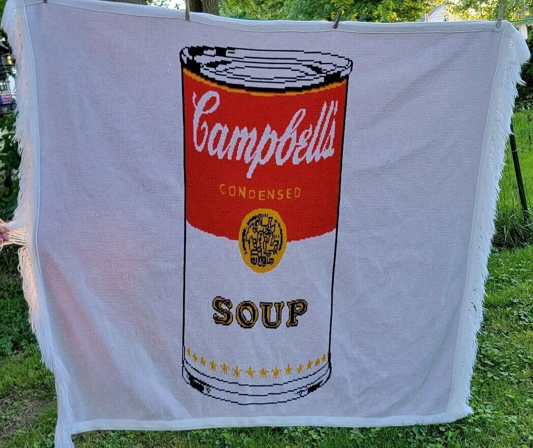 Rare Large Antique Campbell's Soup Blanket / Throw 61x56