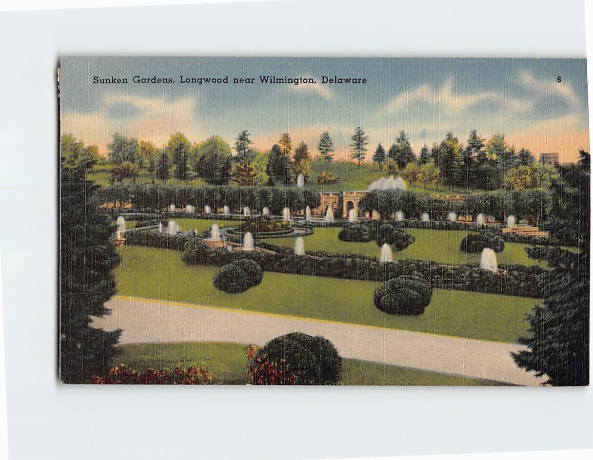 Postcard Sunken Gardens, Longwood, Kennett Square, Pennsylvania