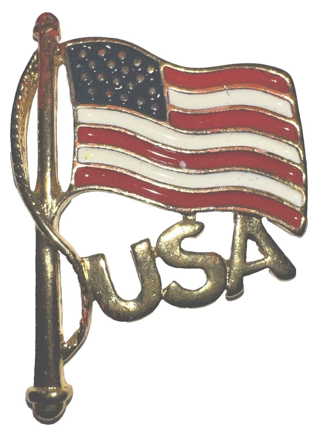 Goldtone USA Flag Craft Blank Charm Embellishment Pendant Patriotic No pin