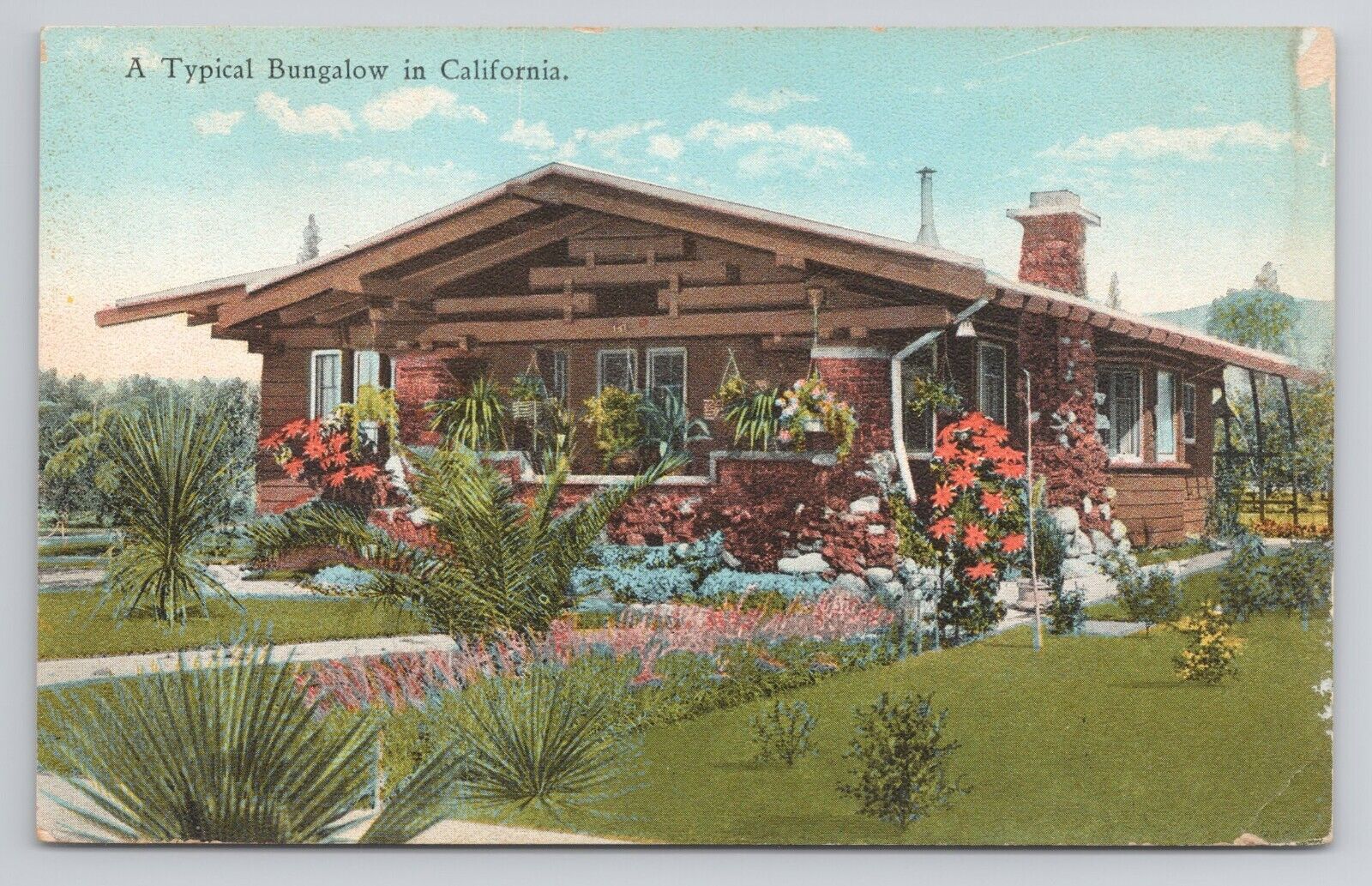A Typical Bungalow in California c1910 Antique Postcard