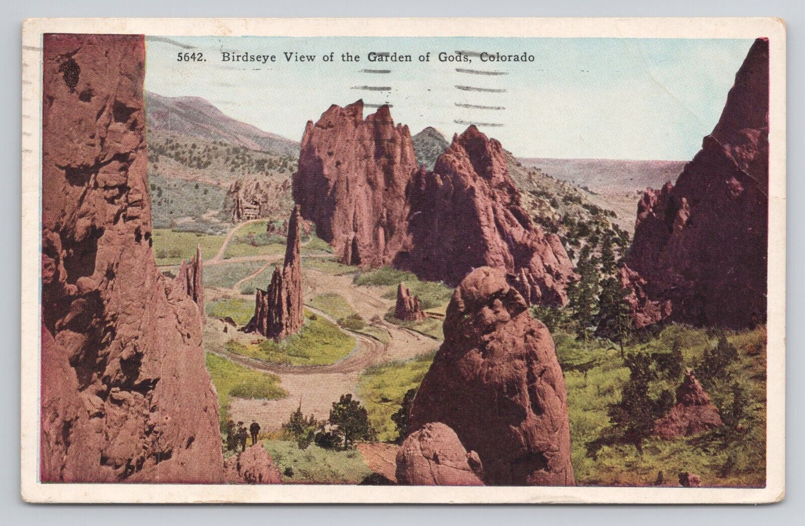 Postcard Birdseye View of The Garden of Gods Colorado 1926
