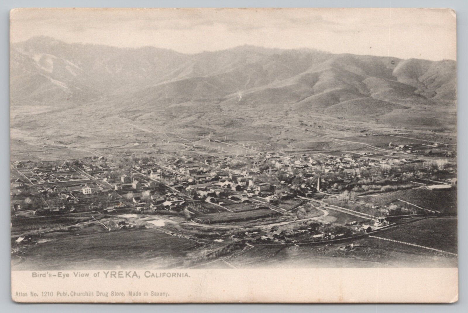 Yreka CA California - Birds Eye View of Yreka - Siskiyou County - Postcard c1906