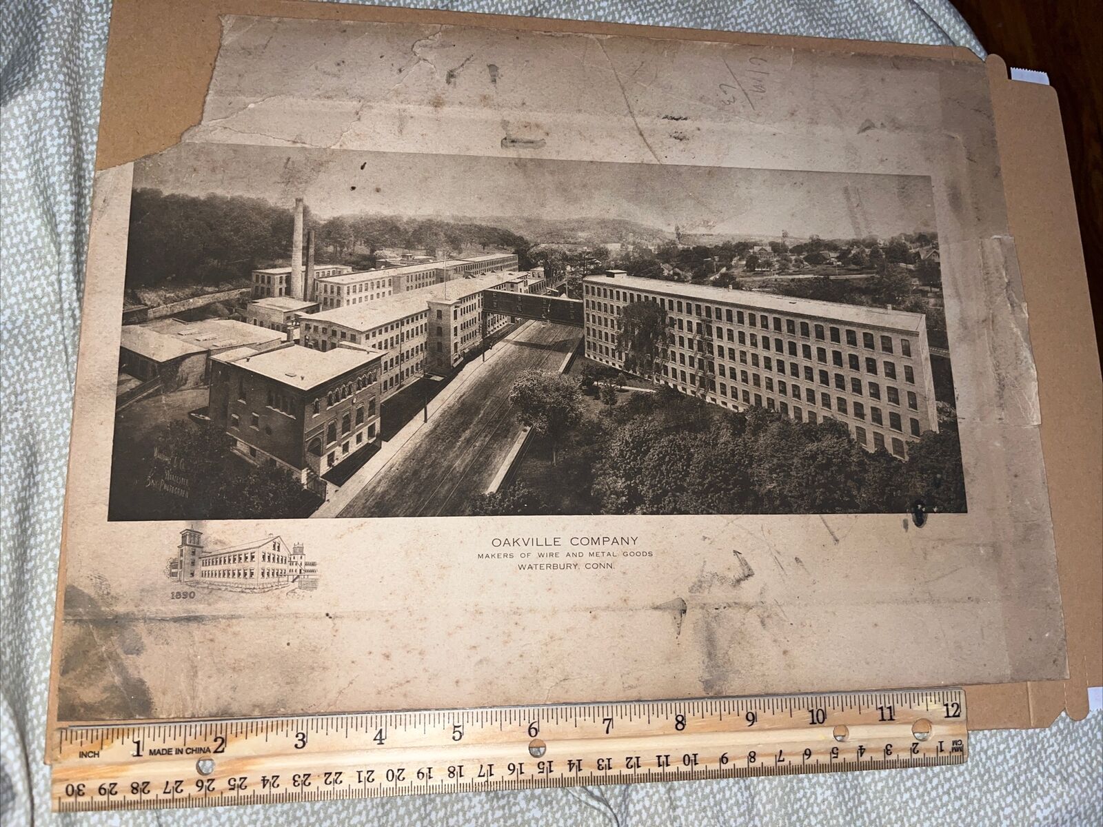 Large 14 x 10” Antique Cabinet Card: Oakville Company Factories Waterbury CT