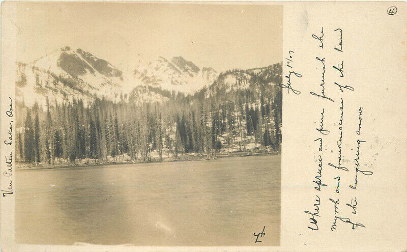 Oregon Patten Lake Waterfront Mountains 1907 RPPC Photo Postcard 22-10139
