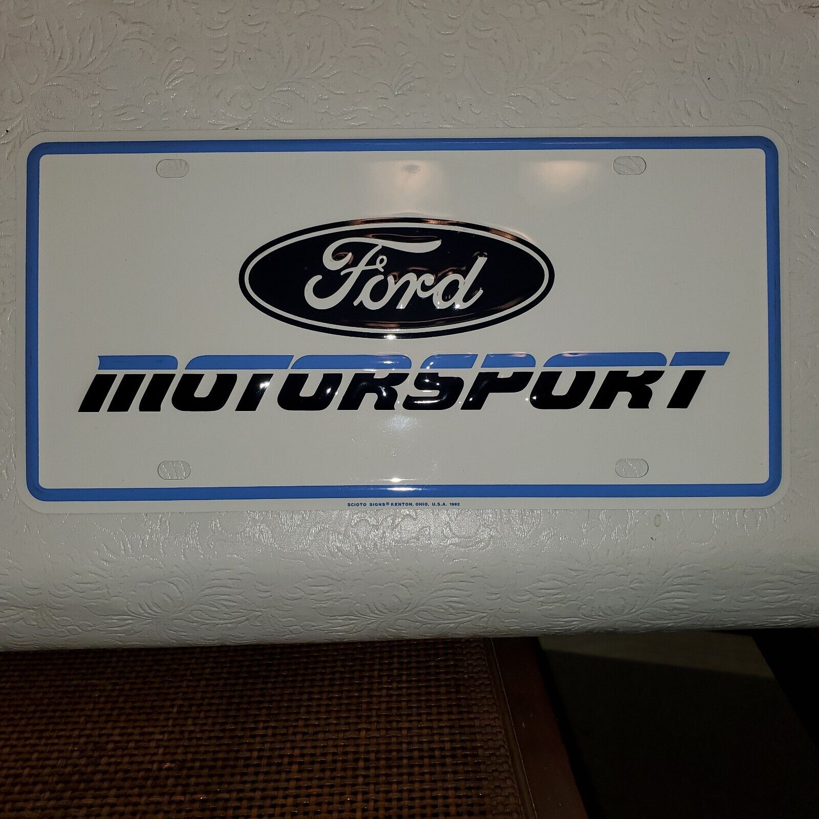 Vintage Ford Motorsport Booster License Plate Scioto Signs 1990