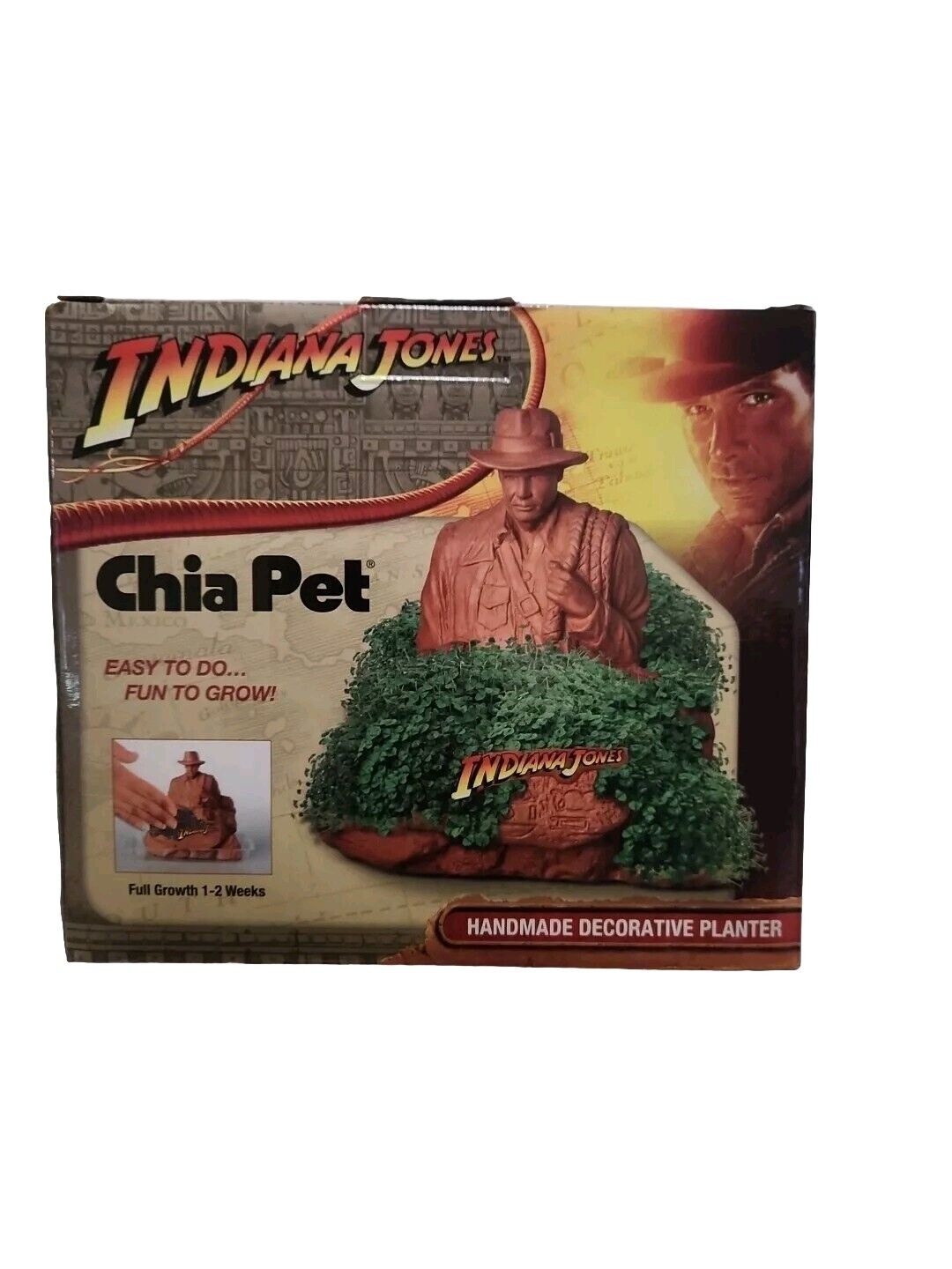 Chia Pet Indiana Jones Handmade Decorative Planter Pop Culture Novelty Gift  NIB