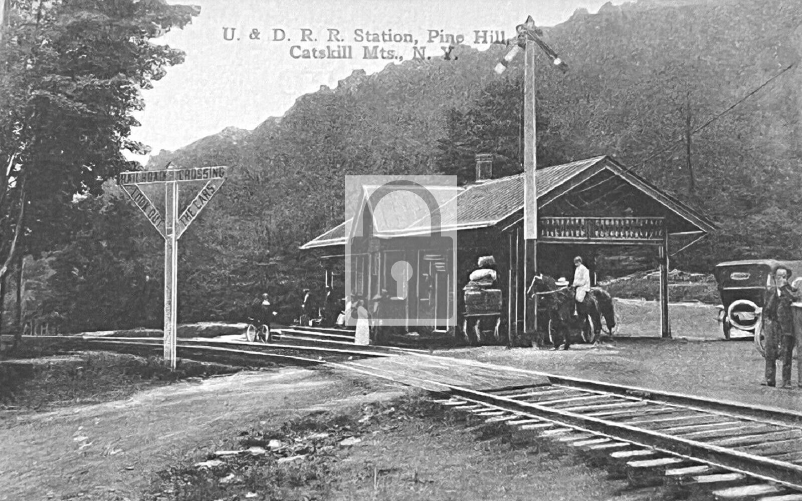 Railroad Train Station Depot Pine Hill Catskill Mts New York NY Reprint Postcard
