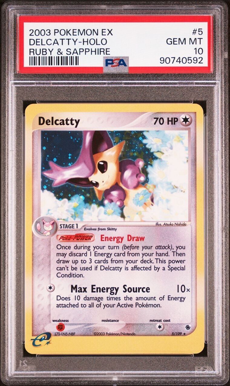 Pokemon Delcatty 5/109 ex Ruby & Sapphire Holo PSA 10 POP 22 FRESHLY GRADED