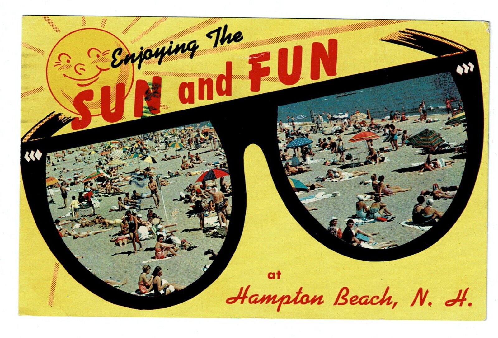 Fun and sun at Hampton Beach NH posted Newbury Port Mass 1964 Vintage Postcard